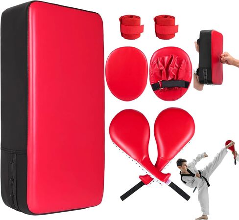 7-in-1 Taekwondo Kick Pad Set, Boxing Training Equipment, Martial Art Kicking Pad, PU Leather Boxing Focus Pad, Target Punching Pads & Hand Wraps for Karate, Sparring, MMA, Muay Thai in Saudi Arabia
