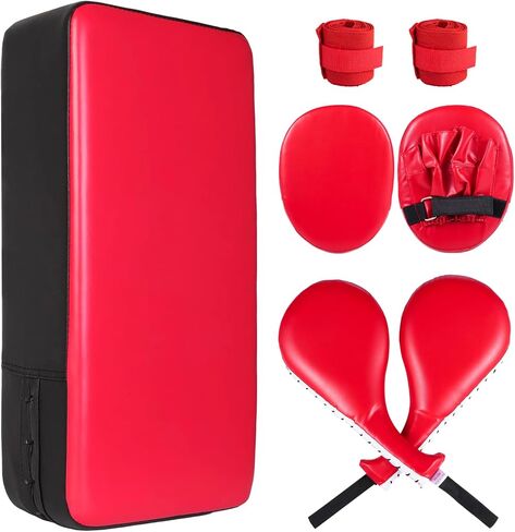 7-in-1 Taekwondo Kick Pad Set, Boxing Training Equipment, Martial Art Kicking Pad, PU Leather Boxing Focus Pad, Target Punching Pads & Hand Wraps for Karate, Sparring, MMA, Muay Thai in Saudi Arabia