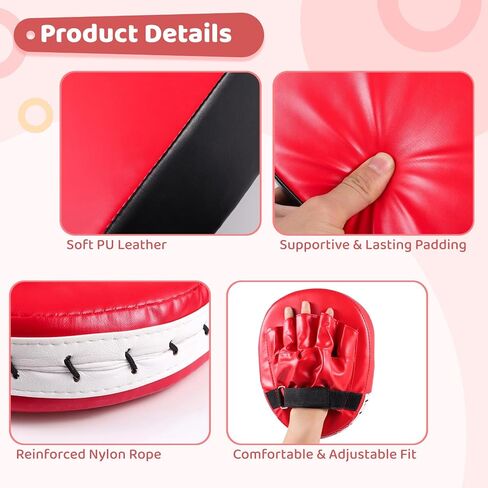 7-in-1 Taekwondo Kick Pad Set, Boxing Training Equipment, Martial Art Kicking Pad, PU Leather Boxing Focus Pad, Target Punching Pads & Hand Wraps for Karate, Sparring, MMA, Muay Thai in Saudi Arabia
