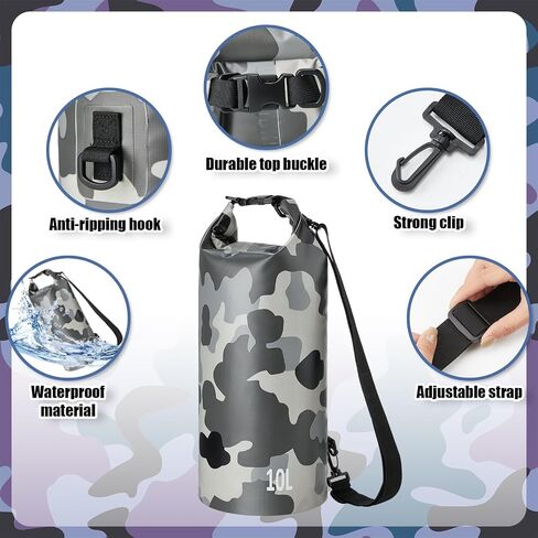 2 Pcs Waterproof Floating Dry Bag 10L Floating Dry Sack for Man Women Roll Top Dry Backpack Floating Bag Dry Backpack for Rafting Boating Swimming Kayaking Hiking (Camouflage) in Saudi Arabia