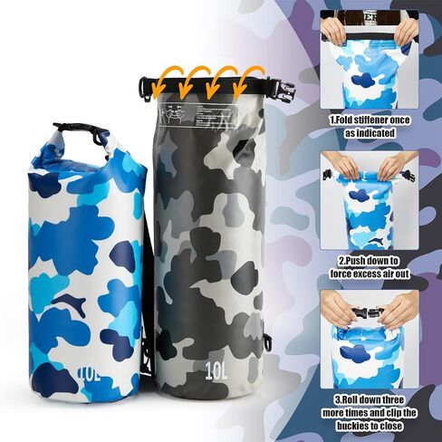 2 Pcs Waterproof Floating Dry Bag 10L Floating Dry Sack for Man Women Roll Top Dry Backpack Floating Bag Dry Backpack for Rafting Boating Swimming Kayaking Hiking (Camouflage) in Saudi Arabia