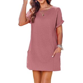 AI'MAGE Women's Swimsuit Coverup Bathing Suit Cover Ups Casual Loose Short Sleeve Bikini Beach Dress with Pocket