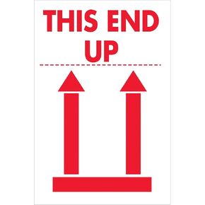 Tape Logic Aviditi Tape Logic 2" x 3","This End Up" Red/White Warning Sticker, for Shipping, Handling, Packing, and Moving (1 Roll of 500 Labels)