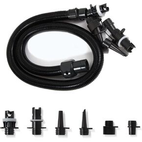 Paddle Board Pump Adapter Set, 1 Air Hose + 6 Air Nozzles, Removable Sup Air Pump Air Hose Connector, Suitable for Most Electric SUP Pump