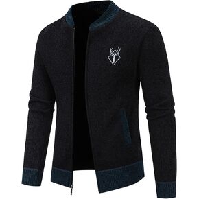 Mylldey Mens Casual Full Zip Cardigan Sweaters Cable Knit Jacket Sweater Men, US Size