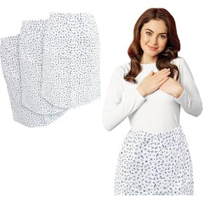 AMZ Medical Supply Cotton Patient Skirts. Pack of 3 Universal Hospital Skirts, White with Dark Blue Swallow. 100% Cotton Nursing Skirts, Thickness 147 GSM. Reusable Skirts with Tie Waist.
