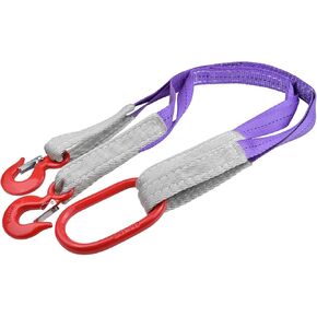 Lifting Slings Straps with Hooks - 3.3 FT, 4409LB Pounds Capacity, Polyester Bridle Sling, Heavy Duty Two Leg Rigging Strap for Engines, Cranes, Hoists, Truck, Purple