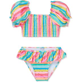 Toddler and Girls Two-Piece UPF 50+ Sun Protection Full Coverage Swimsuits for Girls, 2T to G6