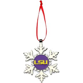LSU Tigers Snowflake Metal Christmas Ornament