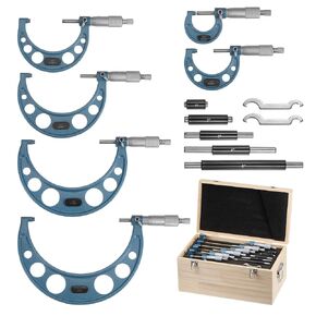Outside Micrometer 0-1" 1"-2" 2"-3" 3"-4" 4"-5" 5"-6" Measuring Tool 0.0001" Graduation 6in1 Set