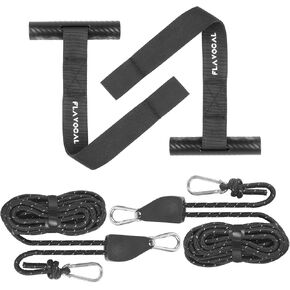 2 Pcs Quick Hood Loop Tie Down Anchor Straps & 2 Pcs Heavy Duty Ratchet Tie Down Straps,Adjustable Pulley Rope Hanger with Reinforced Metal Gear,Quick Hood Loop Anchor Straps for Car,Kayak,Truck,Canoe