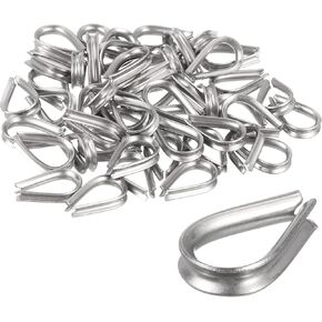uxcell 50Pcs M1.5 Stainless Steel Thimble for 1/16" Dia Wire Rope, Wire Rope Cable Thimbles Rigging for Marine, Sunshade Sail, Fence