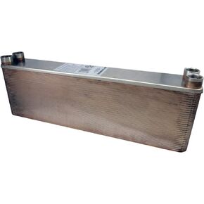 Duda Energy HX3660:F075 B3-36A 60 Plate Stainless Steel Heat Exchanger with 3/4" Female NPT Ports Copper Brazed, 5.9" Height, 2.9" Width, 18.3" Length