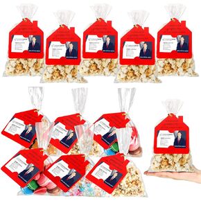 Hoolerry 100 Set Open House Popcorn Bag with Tag Thanks Open House Tag Business Card House Shaped Paper Gift Tag Popcorn Candy Biscuits Bag for Estate Agent Favors Supplies