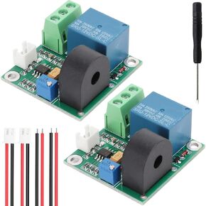 2 pcs Current Detection Sensor AC Current Sensor Module 5V 12V 24V 0-5A Adjustable Relay Protection Module Over-Current Protection Switch Output with Screwdriver (12V)