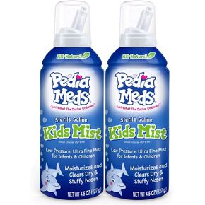 Sterile Saline Pediatric Mist Instantly Moisturizes and Relieves Nasal Congestion, Safe for Newborns and Up, 4.5 oz Bottle (Pack of 2)