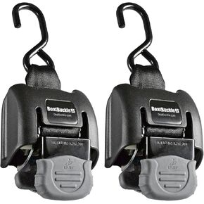 BoatBuckle G2 Retractable Tie Down Transom Straps - Heavy Duty Ratchet Straps - Ratchet Tie Down Straps for Boats - 2500lbs Break Strength, 2 x 43-Inch, 2-Pack
