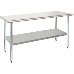 HARDURA Stainless Steel Table 30X72 Inches with Undershelf and Galvanized Legs NSF Heavy Duty Commercial Metel Table for Food Prep