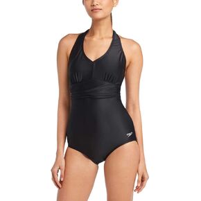 Speedo Womens One Piece Halter Swimsuit (Speedo Black, XX-Large 20/22)