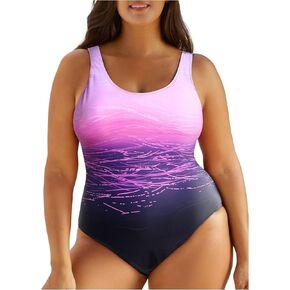 Eytino Plus Size Swimsuit for Women Back Crisscross Sports Tummy Control One Oiece Bathing Suits(1X-5X)