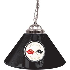Pendant Light - Corvette C1 Black 14-Inch Single Hanging Lamp with Pull Chain for Bar, Garage, or Man Cave Accessories by Trademark Gameroom