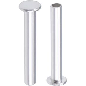 uxcell 25 Pcs 5mm x 35mm Aluminum Flat Head Semi-Tubular Rivets Silver Tone