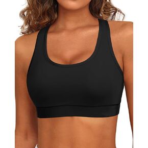 Holipick Women's Sports Bra Bikini Tops Racerback Swim Top Scoop Neck Bathing Suits Top Modest Padded Crop Tops Swimsuit Only
