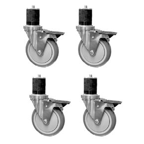 Brand Premium 4" Casters for Commercial Kitchen Prep Tables - Set of 4- with Tech Lock Brakes