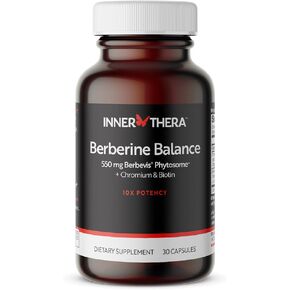 Berberine, 550 mg Patented Berbevis Berberine Phytosome plus Biotin and Chromium, Enhanced Absorption, Gluten-Free, Vegan, 30 Veggie Caps