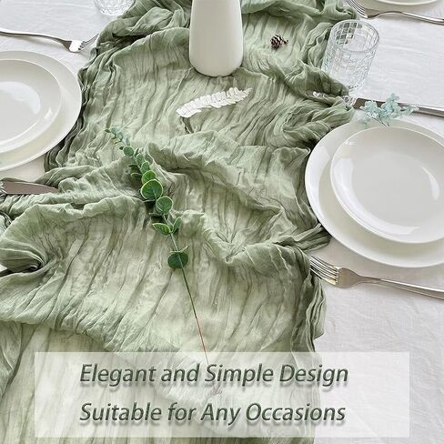4 Pack Sage Green Cheesecloth Table Runner 20 x 120 inch Gauze Table Runners 10 FT Long,Semi Sheer Boho Cheese Cloth Fabric Table Runner Bulk for Wedding,Party,Baby Shower,Bridal Shower Decoration in Saudi Arabia