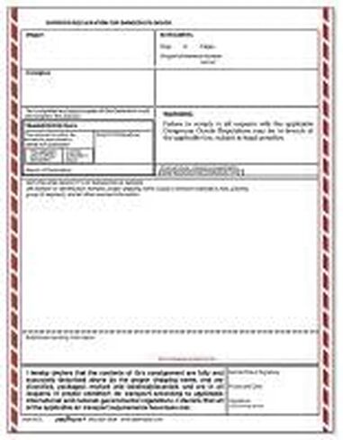 Labelmaster F07L Shipper's Declaration for Dangerous Goods Form, Laser No Columns (Pack of 100) in Saudi Arabia