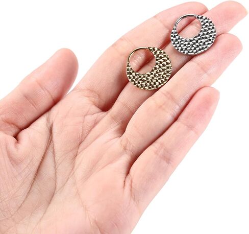 PEAKLINK 16G الحاجز الأنف الدائري الحاجز مجوهرات مطروق السطح Daith الأقراط الجراحية الصلب محارة ثقب المجوهرات سلس الفرس الدائري الرخ القرط اللولب الغضروف الزنمة أقراط 8 مم 10 مم in Saudi Arabia
