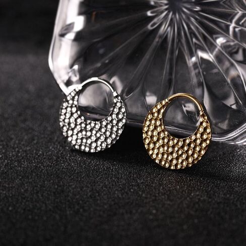 PEAKLINK 16G الحاجز الأنف الدائري الحاجز مجوهرات مطروق السطح Daith الأقراط الجراحية الصلب محارة ثقب المجوهرات سلس الفرس الدائري الرخ القرط اللولب الغضروف الزنمة أقراط 8 مم 10 مم in Saudi Arabia