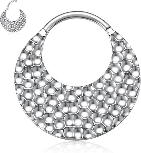 PEAKLINK 16G الحاجز الأنف الدائري الحاجز مجوهرات مطروق السطح Daith الأقراط الجراحية الصلب محارة ثقب المجوهرات سلس الفرس الدائري الرخ القرط اللولب الغضروف الزنمة أقراط 8 مم 10 مم in Saudi Arabia