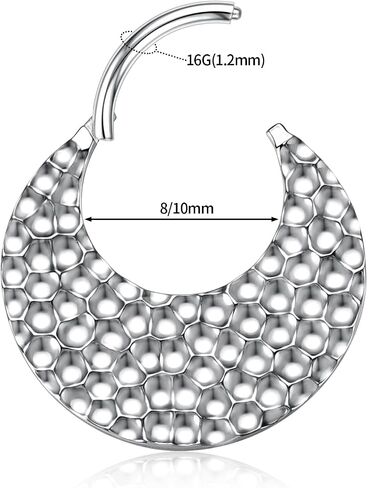 PEAKLINK 16G الحاجز الأنف الدائري الحاجز مجوهرات مطروق السطح Daith الأقراط الجراحية الصلب محارة ثقب المجوهرات سلس الفرس الدائري الرخ القرط اللولب الغضروف الزنمة أقراط 8 مم 10 مم in Saudi Arabia