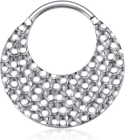 PEAKLINK 16G الحاجز الأنف الدائري الحاجز مجوهرات مطروق السطح Daith الأقراط الجراحية الصلب محارة ثقب المجوهرات سلس الفرس الدائري الرخ القرط اللولب الغضروف الزنمة أقراط 8 مم 10 مم in Saudi Arabia
