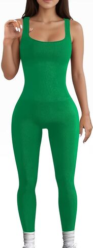 AURUZA Jumpsuit for Women Workout Seamless Jumpsuits Yoga Ribbed One Piece Tank Tops Rompers Sleeveless Exercise Jumpsuits in Saudi Arabia