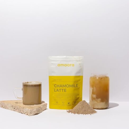 Amaara Herbs CHAMOMILE LATTE Herb Mix Bag| 100 gms | Chamomile + Ashwagandha + Coconut Milk + Coconut Sugar + Nutmeg | Instant drink mix | Sweet & Mellow | Vegan | Brew Hot or Cold in Saudi Arabia