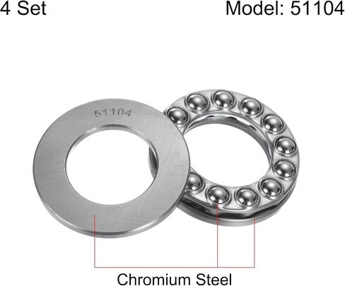 uxcell 4 Set 51102 Thrust Ball Bearings 15mm x 28mm x 9mm Plane Axial Ball Bearing Single Row Roller, Chrome Steel Good Performance (ABEC3) in Saudi Arabia