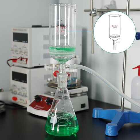 stonylab Glass Buchner Filtering Funnel, Borosilicate Glass Plate Filter Funnel with 9 mm Hose Connection and 24/40 Standard Joint for Filter Test, 1000 ml in Saudi Arabia