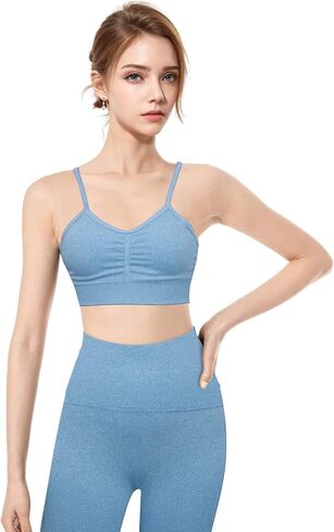 Seamless Workout Sets Sport Bra for Women Yoga Sets High Waist Running pants Gym 2 Piece (as1, alpha, m, regular, regular, blue) in Saudi Arabia