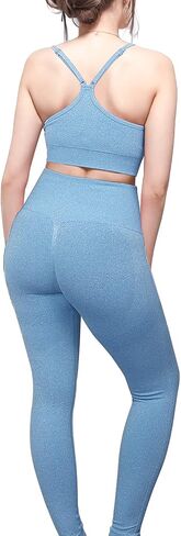 Seamless Workout Sets Sport Bra for Women Yoga Sets High Waist Running pants Gym 2 Piece (as1, alpha, m, regular, regular, blue) in Saudi Arabia
