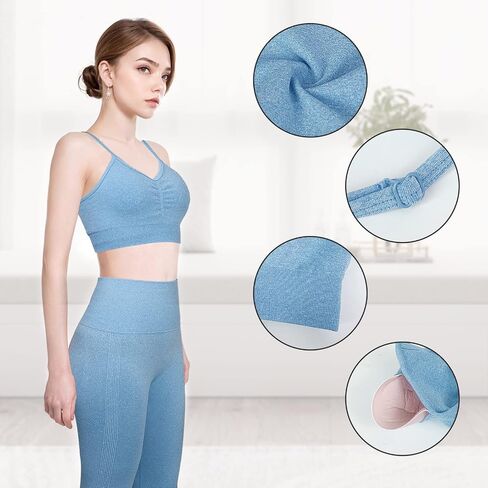 Seamless Workout Sets Sport Bra for Women Yoga Sets High Waist Running pants Gym 2 Piece (as1, alpha, m, regular, regular, blue) in Saudi Arabia