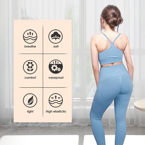 Seamless Workout Sets Sport Bra for Women Yoga Sets High Waist Running pants Gym 2 Piece (as1, alpha, m, regular, regular, blue) in Saudi Arabia