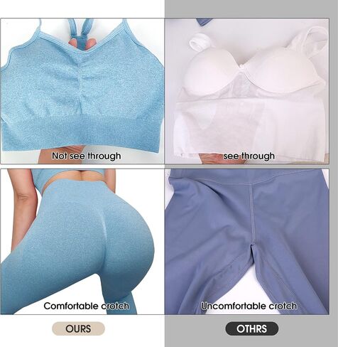 Seamless Workout Sets Sport Bra for Women Yoga Sets High Waist Running pants Gym 2 Piece (as1, alpha, m, regular, regular, blue) in Saudi Arabia