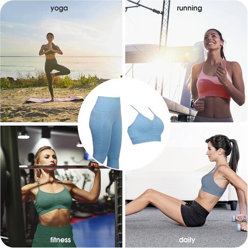 Seamless Workout Sets Sport Bra for Women Yoga Sets High Waist Running pants Gym 2 Piece (as1, alpha, m, regular, regular, blue) in Saudi Arabia