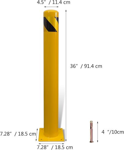 حاجز الأمان 36 بوصة، حاجز فولاذي متين، قطر 4.5 بوصة، حاجز وقوف السيارات، حاجز فولاذي 1 حزمة، حاجز وقوف السيارات متعدد الاستخدامات للأماكن الصناعية والتجارية والعامة in Kuwait