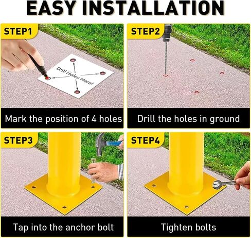 حاجز الأمان 36 بوصة، حاجز فولاذي متين، قطر 4.5 بوصة، حاجز وقوف السيارات، حاجز فولاذي 1 حزمة، حاجز وقوف السيارات متعدد الاستخدامات للأماكن الصناعية والتجارية والعامة in Kuwait
