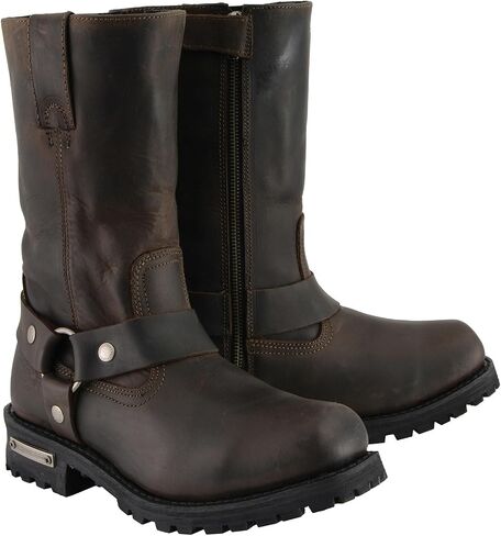 حذاء Milwaukee Leather MBM9062 للرجال كلاسيكي مقاس 11 بوصة باللون البني الداكن ومقدمة مربعة للدراجات النارية - 11 in Saudi Arabia
