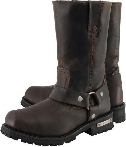 حذاء Milwaukee Leather MBM9062 للرجال كلاسيكي مقاس 11 بوصة باللون البني الداكن ومقدمة مربعة للدراجات النارية - 11 in Saudi Arabia